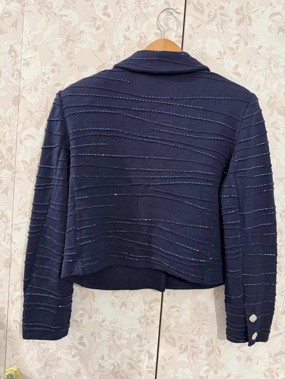 St John Evening Navy Crystal Button Embellished Knit Jacket 8 - Picture 8 of 10